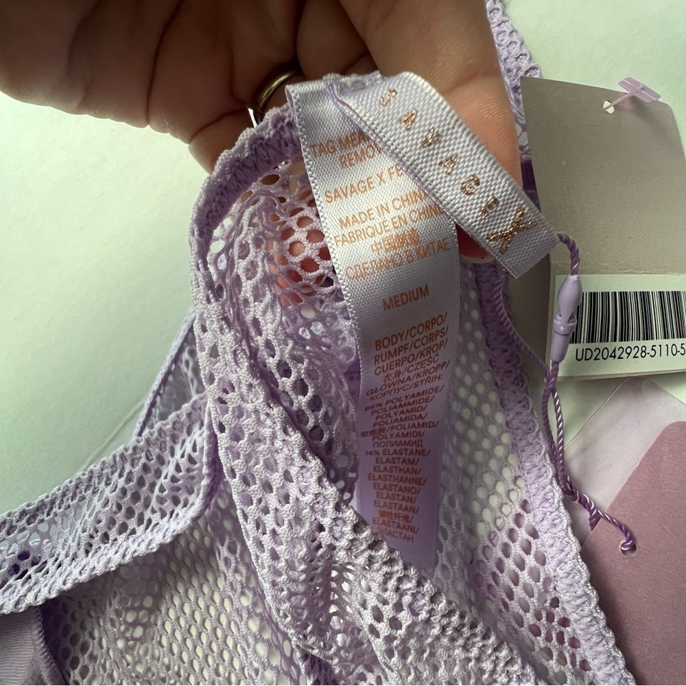 NWT Savage X Fenty FLORAL GLOW UNLINED LACE BRA purple lavender 36B & Medium - Picture 14 of 14